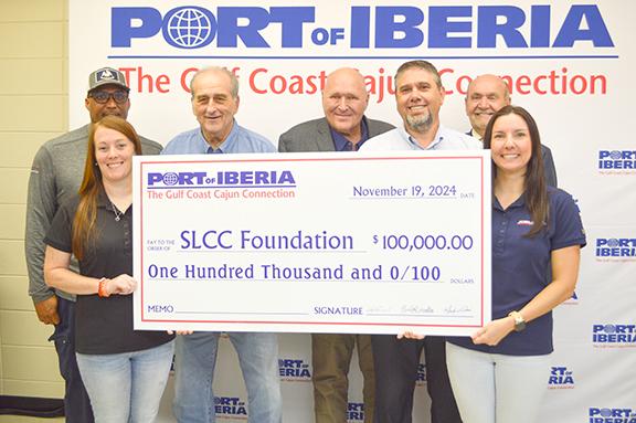 The Port of Iberia recently donated $100,000 to South Louisiana Community College to be used as a scholarship fund.  